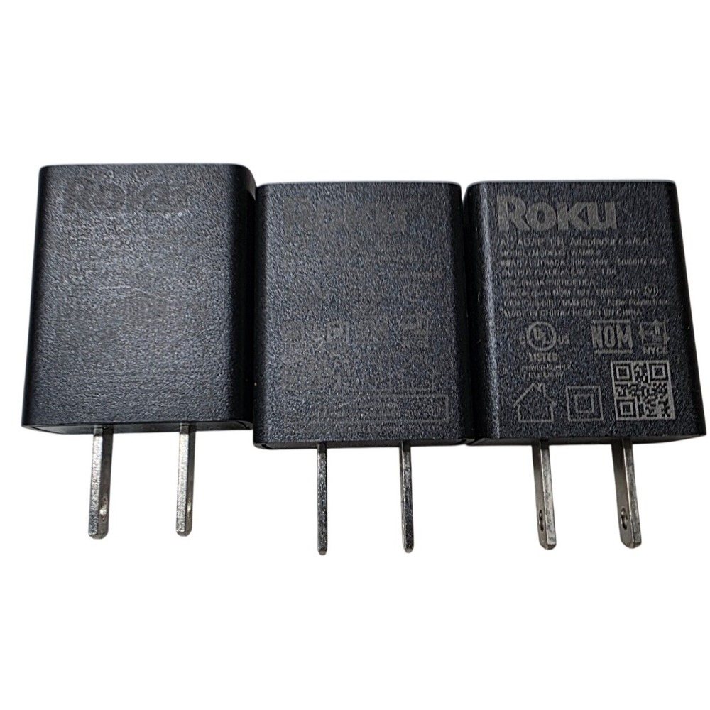 Lot of 3 Roku USB AC Power Adapters WAM002 ADS-6RA-06 5V 1A‎ Wall Plug Black W4